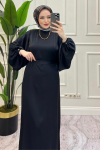 Meri Dubai Krep Elbise SİYAH